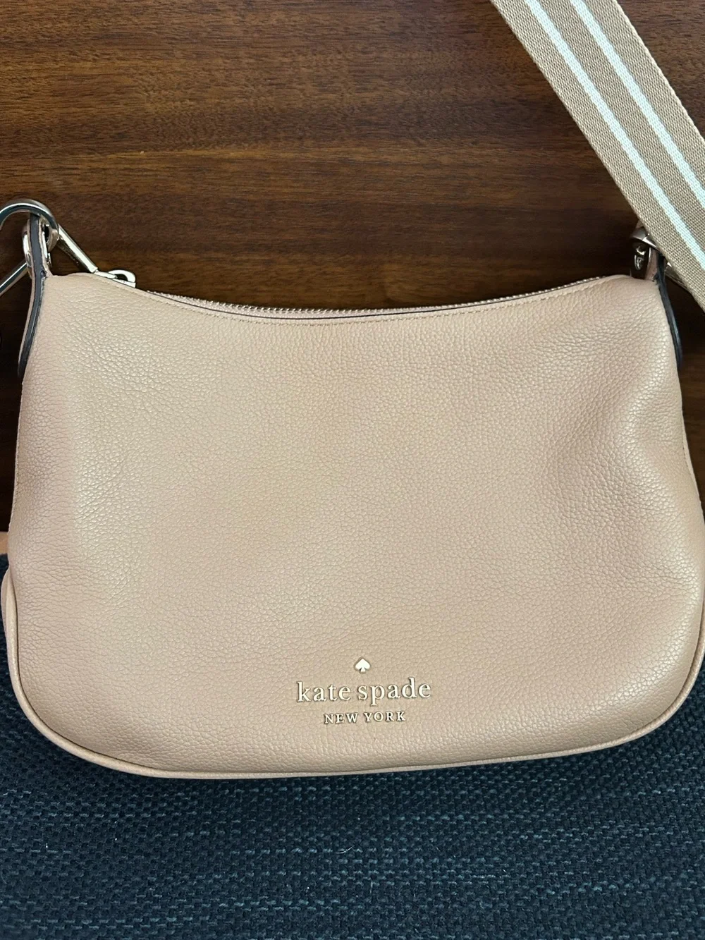 kate spade Crossbody in Light Beige with Striped Strap - Picture 1 of 9